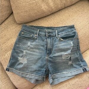 Levi’s High-Rise Distressed Denim Shorts - Blue